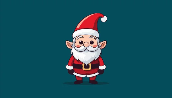 Gnome Noël Carte Voeux Avec Elfe Noël Style Plat Illustration — Image vectorielle