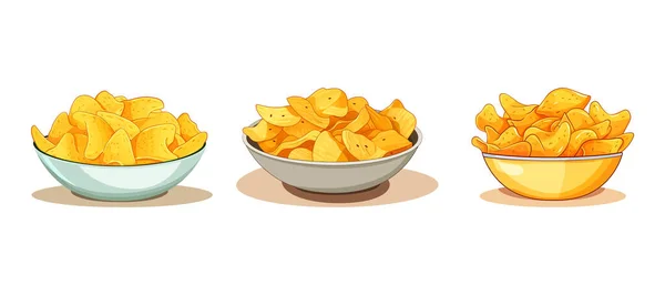Set Chips Plate Icon Flat Icon Illustration White Background Vector — Stock Vector