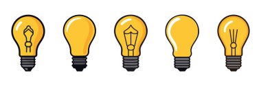 Ampul ikonu. Lamba ayarlı, lamba ikonu. Fikir işareti. Vektör illüstrasyonu