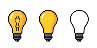 Ampul ikonu. Lamba ayarlı, lamba ikonu. Fikir işareti. Vektör illüstrasyonu