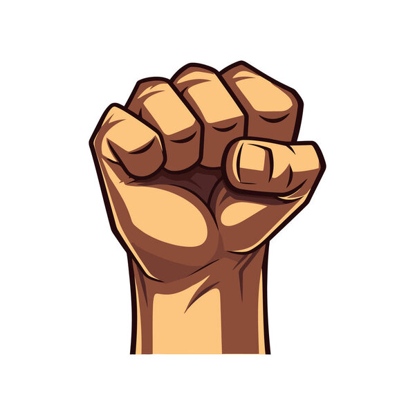 Кулак в плоском стиле. Рука об руку изолированы. Векторная иллюстрация