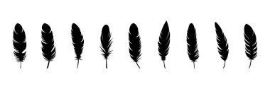 Feather Set simgesi, beyaz arkaplanda logo izole edildi. Vektör illüstrasyonu