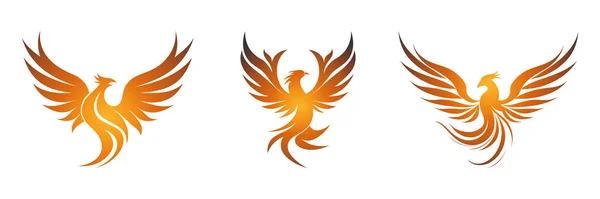 Phoenix Halka Kanatları logosunu ayarla. Şahin Kartal kuş logosu simgesi. Vektör illüstrasyonu