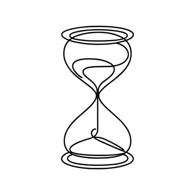 Tek bir çizgiyle çizilmiş kum saati. Vektör illüstrasyonu
