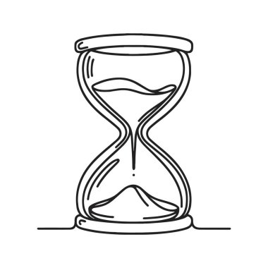 Tek bir çizgiyle çizilmiş kum saati. Vektör illüstrasyonu