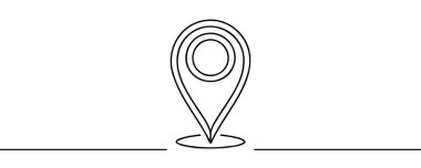 Bir satır biçiminde gösterilen konum işareti izole edildi. Vektör illüstrasyonu