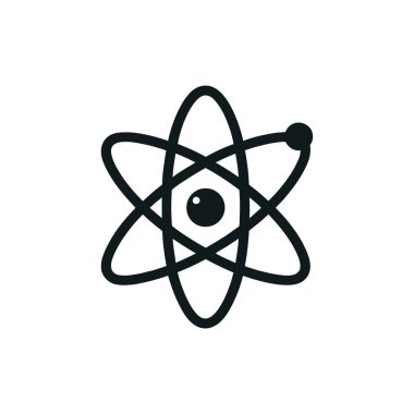 Atom basit ince çizgi simgesi. Vektör illüstrasyonu