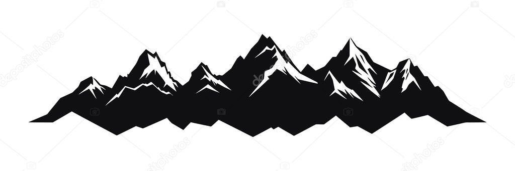 Mountain silhouette on white background. Vector illustration