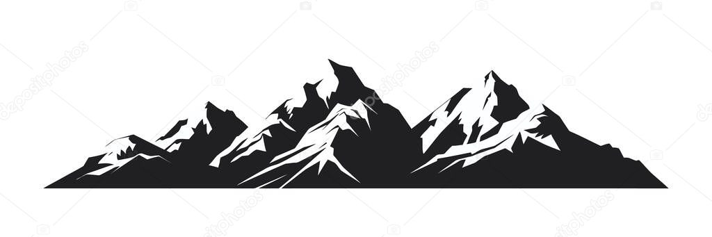 Mountain silhouette on white background. Vector illustration