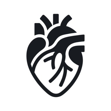 İnsan kalbinin ana hatlarıyla izole edilmiş bir ikonu. Vektör illüstrasyonu. 