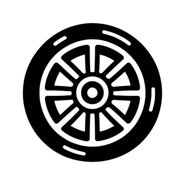 Araba lastiği ikonu, yassı ikon izole edildi. Vektör illüstrasyonu