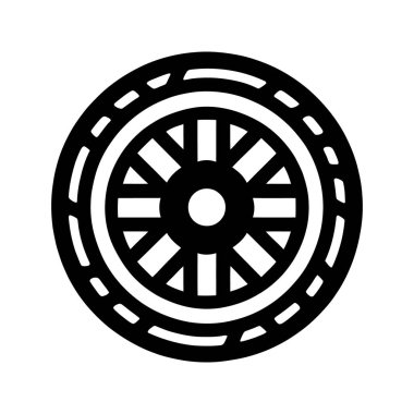 Araba lastiği ikonu, yassı ikon izole edildi. Vektör illüstrasyonu