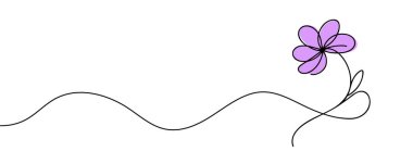 Çiçek sürekli bir çizgi olarak çizilir. Vektör illüstrasyonu