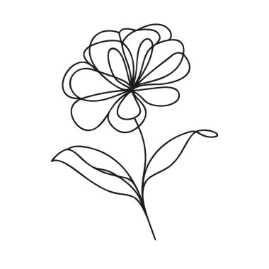 Çiçek sürekli bir çizgi olarak çizilir. Vektör illüstrasyonu