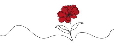 Çiçek sürekli bir çizgi olarak çizilir. Vektör illüstrasyonu