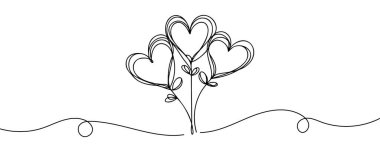 Sürekli tek çizgi kalp balonları..