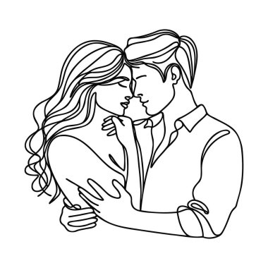 Birbirine aşık bir erkekle bir kızın sürekli birbirlerine sarıldıkları çizimler.