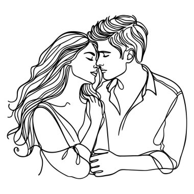 Birbirine aşık bir erkekle bir kızın sürekli birbirlerine sarıldıkları çizimler.