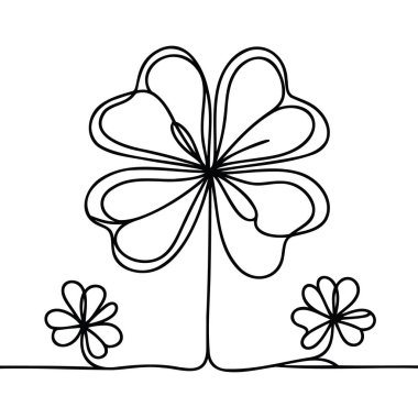 Yonca yaprağı. Sürekli bir çizgi. Aziz Patrick Günü sembolü.