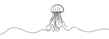 Denizanası çizmeye devam et. Bir çizgi tasarımı. Vektör illüstrasyonu