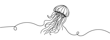 Denizanası çizmeye devam et. Bir çizgi tasarımı. Vektör illüstrasyonu