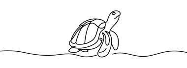 Sürekli çizilen tek bir kaplumbağa çizimi.