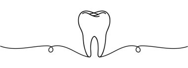 Devamlı diş çizimi. Diş çizgisi simgesi. Bir çizgi arkaplan çiziyor. Vektör illüstrasyonu