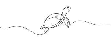 Sürekli çizilen tek bir kaplumbağa çizimi.