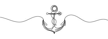 Devamlı bir deniz çapası çizimi. Vektör illüstrasyonu.