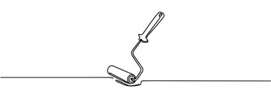 Boya silindirinin sürekli tek çizgi çizimi.