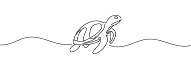 Sürekli çizilen tek bir kaplumbağa çizimi.