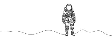 Bilim adamı astronotun sürekli çizdiği bir çizgi. Astronot uzay gezgini konsepti