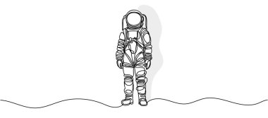 Bilim adamı astronotun sürekli çizdiği bir çizgi. Astronot uzay gezgini konsepti