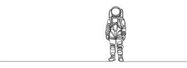 Bilim adamı astronotun sürekli çizdiği bir çizgi. Astronot uzay gezgini konsepti