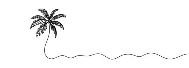 Bir palmiye ağacının sürekli çizimi. Dekoratif hindistan cevizi ağacı konsepti.