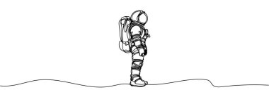 Bilim adamı astronotun sürekli çizdiği bir çizgi. Astronot uzay gezgini konsepti