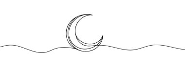 Continuous line drawing of the moon. Background with one line. Vector illustration.