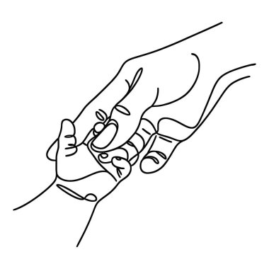 Devamlı bir çizgi çizen çocuğun eli ve babasının eli. Babalar günün kutlu olsun..