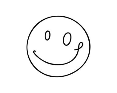 Sürekli gülümseyen bir çizgi beyaz arkaplanda izole edilmiş vektör çizimi