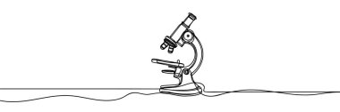 Mikroskop aralıksız tek bir çizgiyle çizilmiş. Vektör illüstrasyonu.