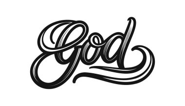 Tanrım, beyaz arka planda kaligrafik yazı var. Vektör illüstrasyonu.