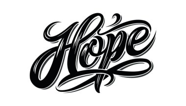 Beyaz arka planda izole edilmiş umarım tipografik harfler vardır. El yazısı..