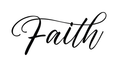 İnanç kelimesi el yazısı. El yapımı vektör kaligrafi.