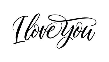 Seni seviyorum. Harf yazı tipi, el çizimi. Bireysel yazı tipi. Aşk ilanı. Çarpık yazıtlar