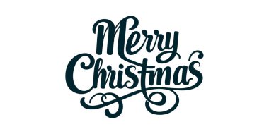 Vektör çizimi. Beyaz arka planda izole edilmiş Mutlu Noeller 'in zarif modern fırça harfleri.