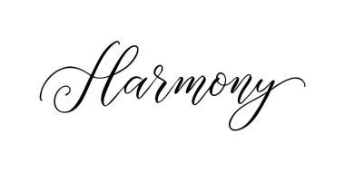 Harmony - Beyaz bir arkaplanda el yazısı ile yazılmış yazı. Vektör illüstrasyonu