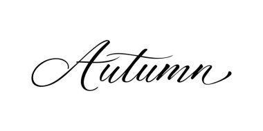 Autumn - Beyaz arkaplanda el yazısıyla yazılmış yazı. Vektör illüstrasyonu.