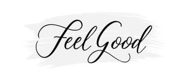 İyi hissediyorum. Elle çizilmiş karahindiba ile modern kaligrafi ifadesi. Tipografik tasarım