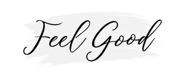 İyi hissediyorum. Elle çizilmiş karahindiba ile modern kaligrafi ifadesi. Tipografik tasarım