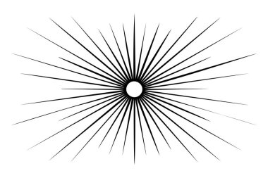 Vintage tarzı güneş ışınlarının doğrusal çizimi